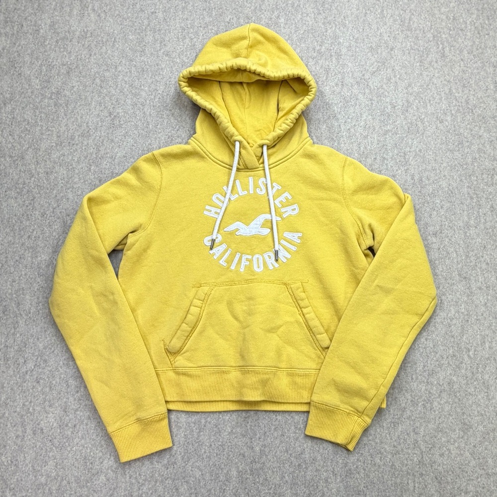 Hollister Hoodie Womens S Yellow Y2K Surf Coastal VSCO Indie Sleaze Beach Lounge